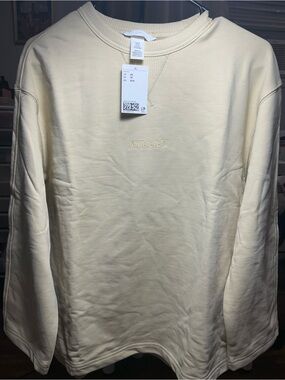 H&M Men's Cream Pullover Sweatshirt size XS oversized